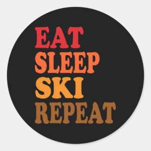 Sleep Ski Wiederholung Wintergebirge Skilodge Runder Aufkleber