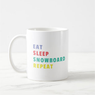 Sleep Snowboard essen Wiederholung farbig kühl Kaffeetasse