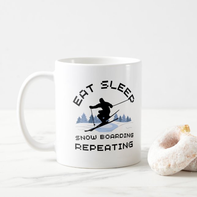 Sleep Snowboarden wiederholen Kaffeetasse (Mit Donut)
