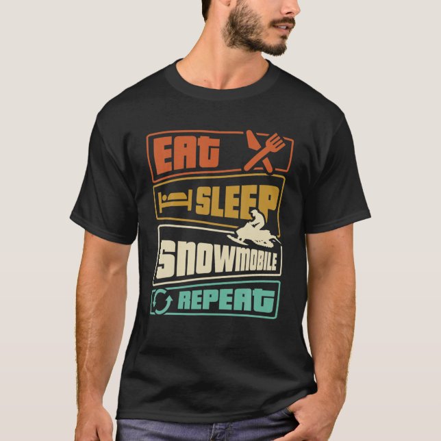Sleep Snowmobil Wiederholen Snowmobiling Snowmobil T-Shirt (Vorderseite)