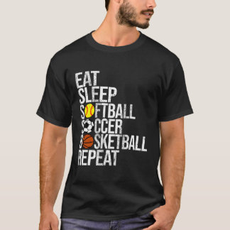 Sleep Softball Fußball Basketball Basketball wiede T-Shirt