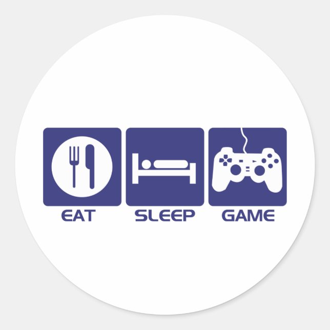 Sleep-Spiel essen Runder Aufkleber (Vorderseite)