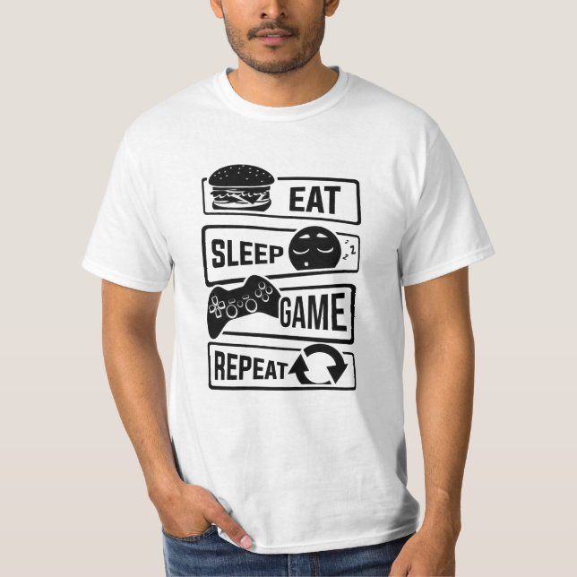 Sleep-Spiel essen T-Shirt (Vorderseite)