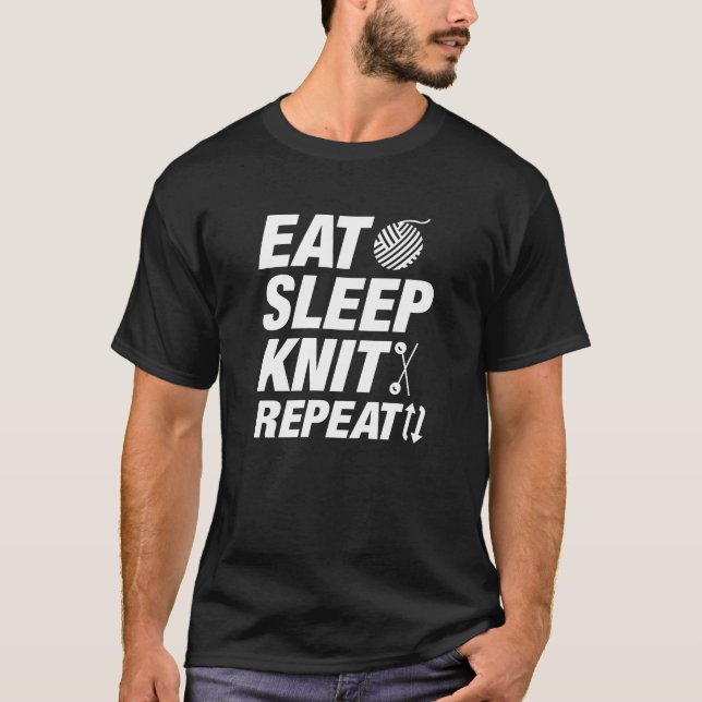Sleep-Strick essen Wiederholung T-Shirt (Vorderseite)