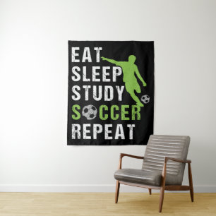 Sleep Study Soccer Wiederholung Boy Soccer Player  Wandteppich