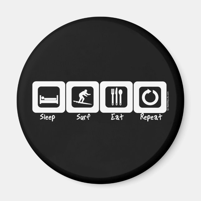 Sleep Surf essen Wiederholung Magnet (Vorne)