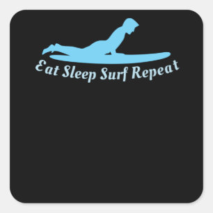 Sleep Surf wiederholen Quadratischer Aufkleber
