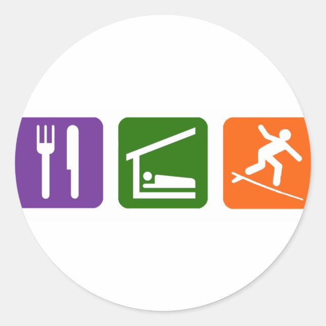 Sleep Surfing essen Runder Aufkleber (Vorderseite)