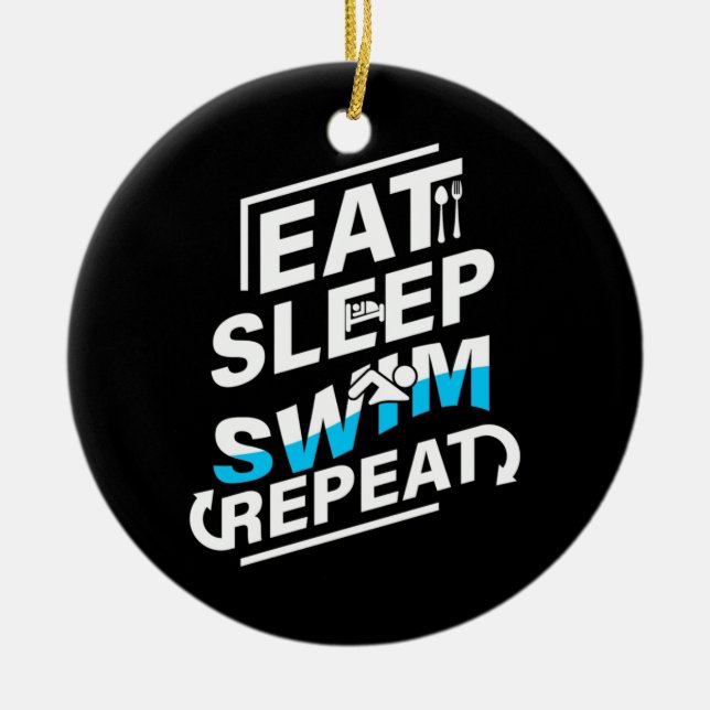 Sleep Swim essen Keramik Ornament (Vorne)