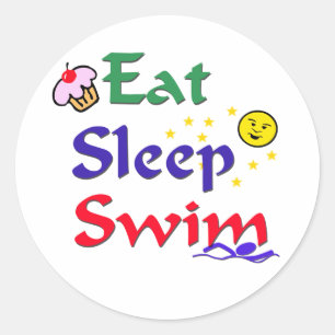 Sleep Swim essen Runder Aufkleber