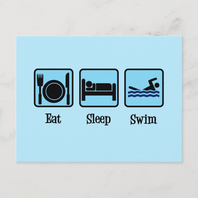 Sleep Swim Funny Swimmer essen Postkarte (Vorderseite)