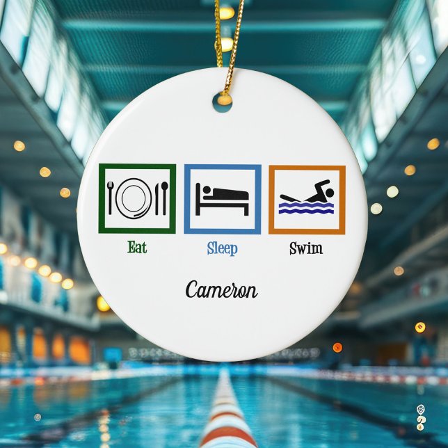 Sleep Swim Funny Swimmingpool Weihnachten Keramikornament (Von Creator hochgeladen)