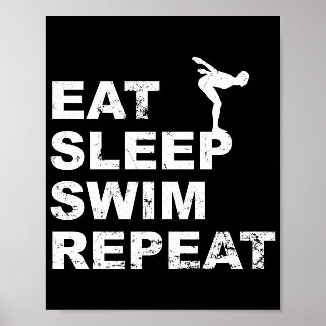 Sleep Swim Wiederholung essen - Funny Zitat für Sc Poster (Vorne)