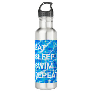 Sleep Swim Wiederholung Pool Wassersport Edelstahlflasche