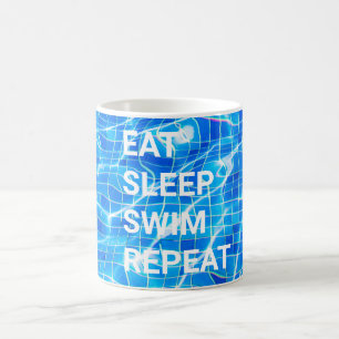 Sleep Swim Wiederholung Pool Wassersport Kaffeetasse