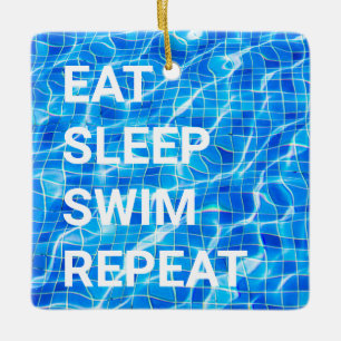 Sleep Swim Wiederholung Pool Wassersport Keramikornament