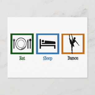 Sleep Tanz essen Postkarte