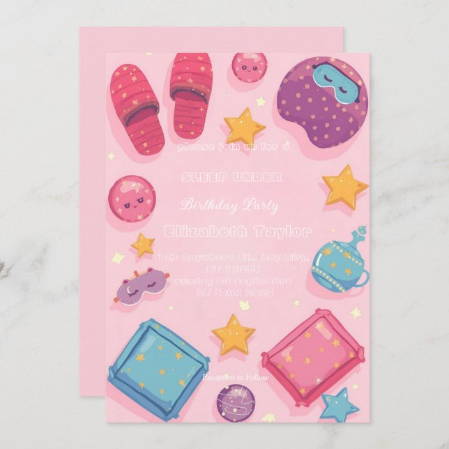 Sleep Under Party  Invitation Einladung (Vorne/Hinten)