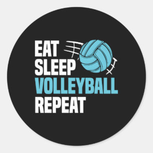 Sleep Volleyball wiederholen Team Coaches Zitate Runder Aufkleber