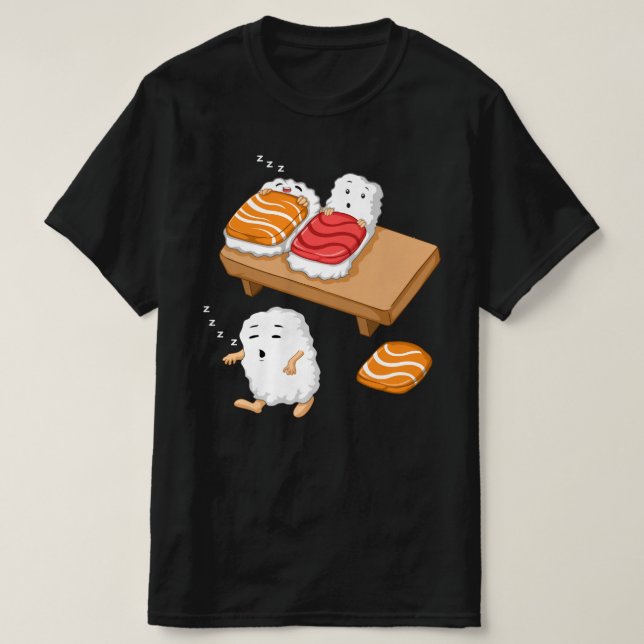 Sleep Walking Sushi Japanischer Feinschmecker T-Shirt (Design vorne)