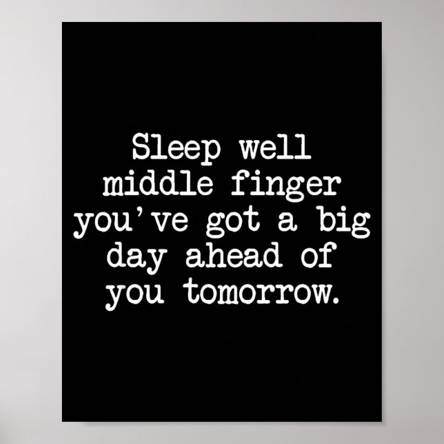 Sleep Well Middle Finger You've Got Funny Saying Q Poster (Vorne)