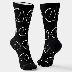 Sleep Wiederholen Lacrosse Sports Fan Sprichwort Socken