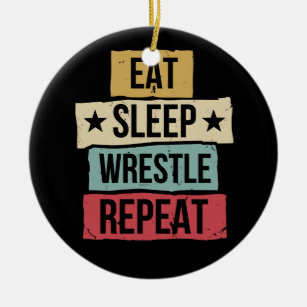 Sleep Wrestle wiederholen Wrestling Wrestler Retro Keramik Ornament