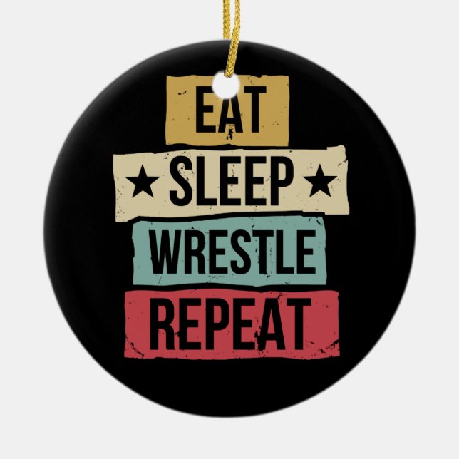 Sleep Wrestle wiederholen Wrestling Wrestler Retro Keramik Ornament (Vorne)