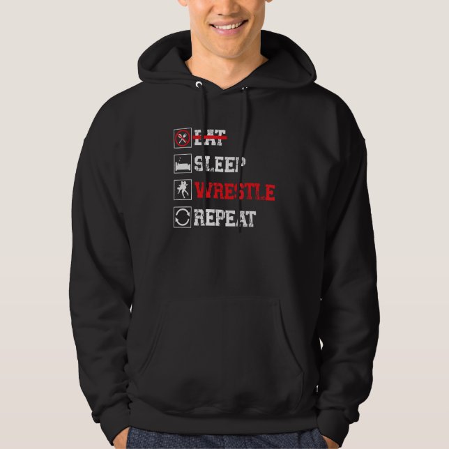 Sleep Wrestle Wiederholung essen, Wrestling 1 Hoodie (Vorderseite)