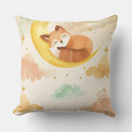 Sleeping Baby Fox Watercolor Pillow | Golden Moon Kissen
