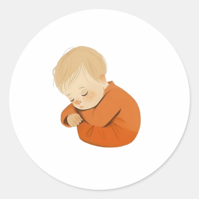 Sleeping Baby Sticker – Warm Cartoon Design (Vorderseite)