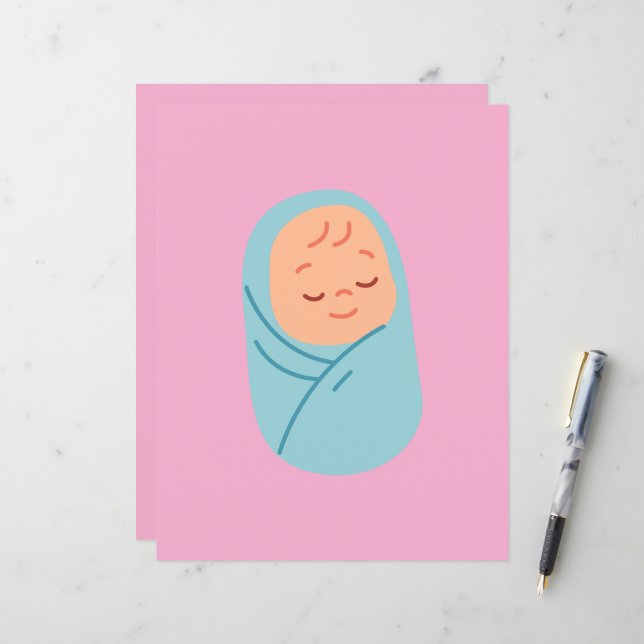Sleeping Baby Swaddled in Blue (Vorderseite/Rückseite Beispiel)