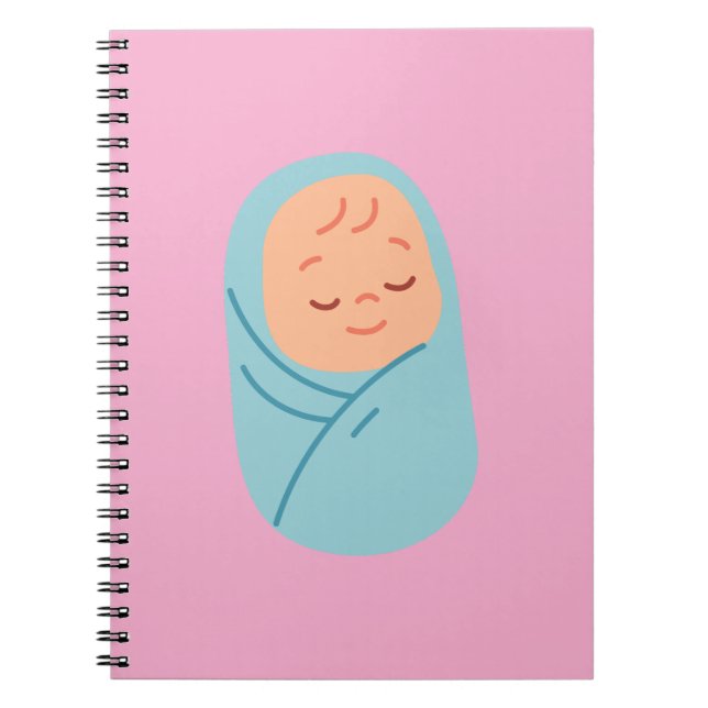 Sleeping Baby Swaddled in Blue Notizblock (Vorderseite)