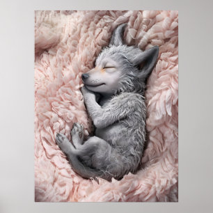 Sleeping Baby Werewolf Kinderzimmer Art Poster