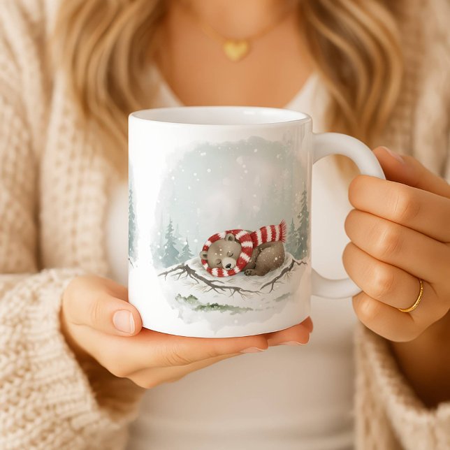 Sleeping Bear Mug Cozy Wasserfarben-Weihnachtsgesc Kaffeetasse (Von Creator hochgeladen)