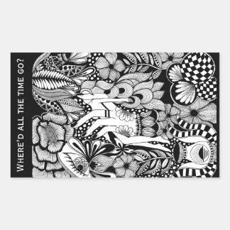 Sleeping Beauty – Monochrome Floral Hand-Drawn Art Rechteckiger Aufkleber