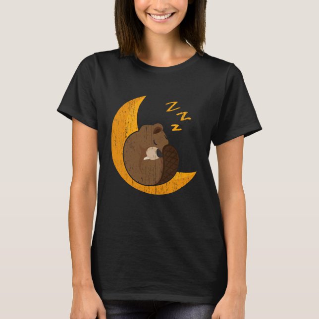 Sleeping Beaver Wildlife Animal Canada Dam Rodent T-Shirt (Vorderseite)