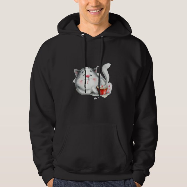 Sleeping cat artwork cute kitten hoodie (Vorderseite)