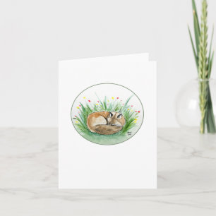 Sleeping Fox Folded Note Card Karte