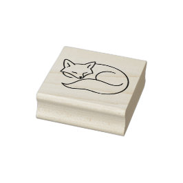 Sleeping Fox Line Art – Minimal Animal Ilustration Gummistempel