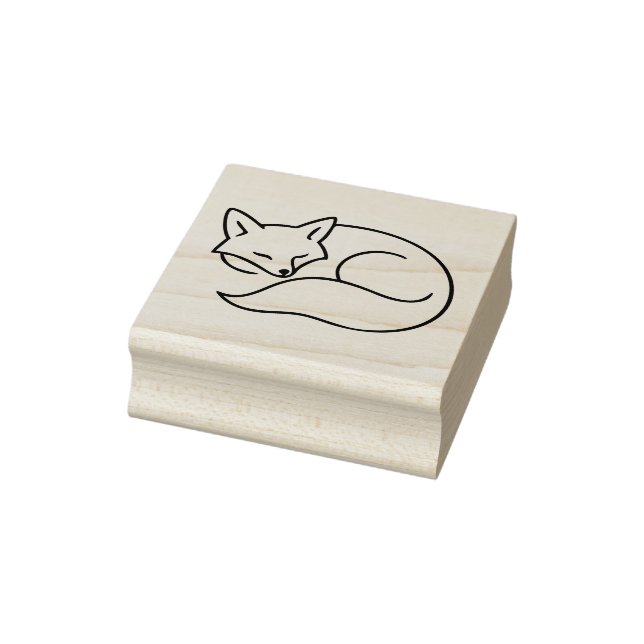 Sleeping Fox Line Art – Minimal Animal Ilustration Gummistempel (Stempel)
