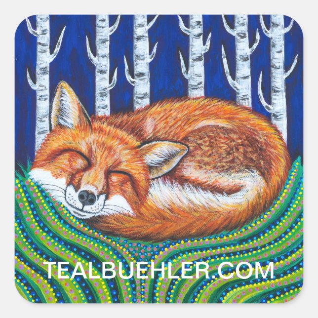 sLEEPING fOX Quadratischer Aufkleber (Vorderseite)