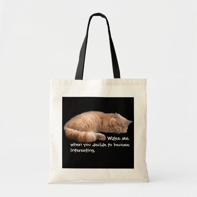 Sleeping Ginger Cat Funny Weckte Me Quote Tragetasche (Vorne)