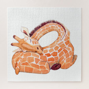 Sleeping Giraffe: Gentle Watercolor Puzzle