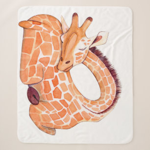 Sleeping Giraffe: Gentle Watercolor Sherpadecke