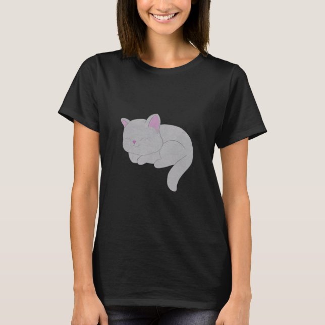 Sleeping Grey Kitten T-Shirt (Vorderseite)
