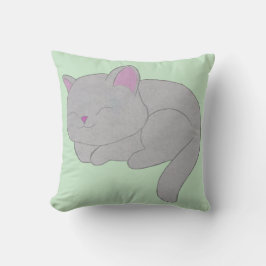 Sleeping Grey Kitten Throw Pillow Kissen
