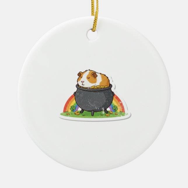 Sleeping Guinea Pig St.Patrick's Day Keramik Ornament (Vorne)