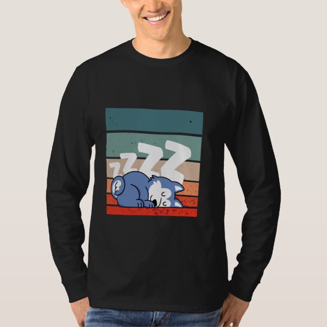 Sleeping husky cartoon style adorable zzz animal D T-Shirt (Vorderseite)