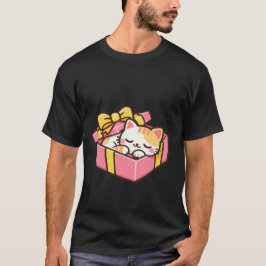 Sleeping Kawaii Ginger Cat in Pink Gift Box ✨🎁 T-Shirt